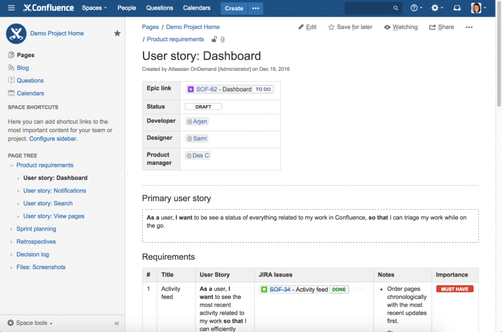 Confluence by Atlassian Desktop View