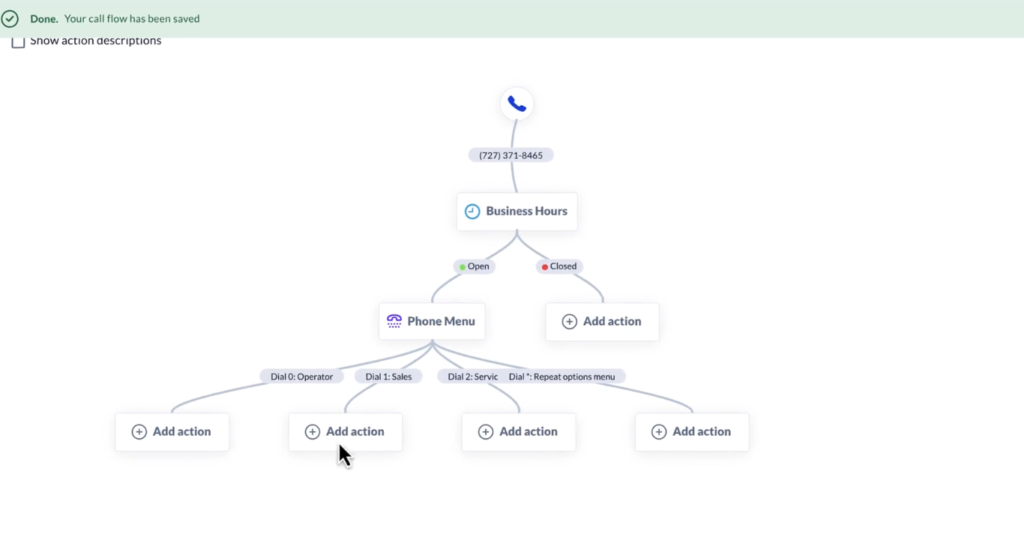 Nextiva visual call flow builder.