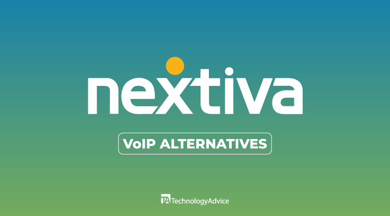 Nextiva VoIP alternatives logo on a green and blue gradient background.