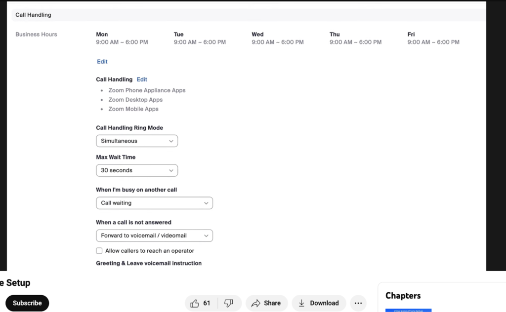 Zoom Phone admin controls for call handling.